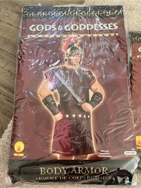 Rubie's Maroon and Black Roman Body Armor Costume with Gold Trim